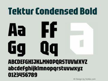 Tektur Condensed Bold Version 1.005;gftools[0.9.30]图片样张