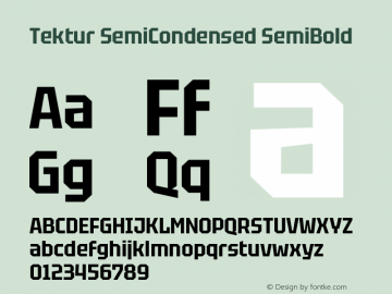 Tektur SemiCondensed SemiBold Version 1.005;gftools[0.9.30]图片样张