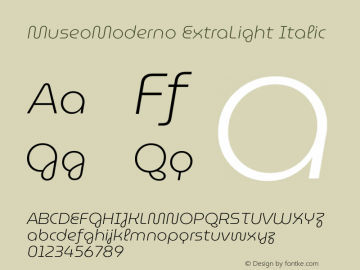MuseoModerno ExtraLight Italic Version 1.003图片样张