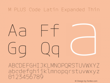 M PLUS Code Latin Expanded Thin Version 1.005; ttfautohint (v1.8.3)图片样张
