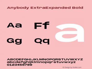 Anybody ExtraExpanded Bold Version 1.113;gftools[0.9.25]图片样张