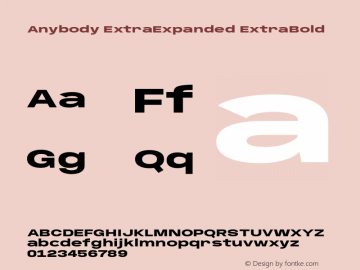 Anybody ExtraExpanded ExtraBold Version 1.113;gftools[0.9.25]图片样张