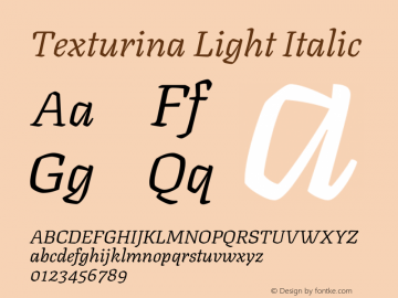 Texturina Light Italic Version 1.002图片样张