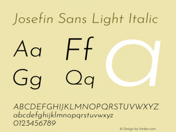 Josefin Sans Light Italic Version 2.001图片样张