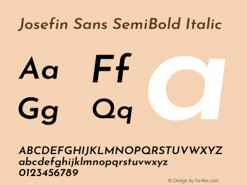 Josefin Sans SemiBold Italic Version 2.001图片样张