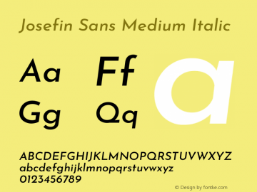 Josefin Sans Medium Italic Version 2.001图片样张