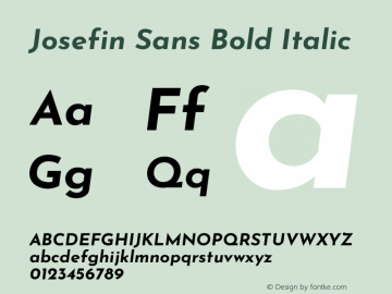 Josefin Sans Bold Italic Version 2.001图片样张