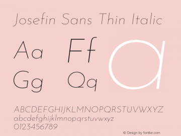 Josefin Sans Thin Italic Version 2.001图片样张