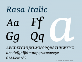 Rasa Italic Version 2.004图片样张