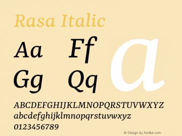 Rasa Italic Version 2.004图片样张