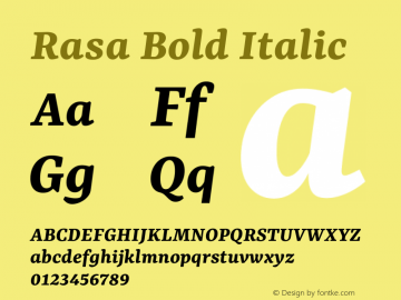 Rasa Bold Italic Version 2.004图片样张
