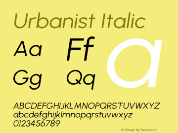 Urbanist Italic Version 1.303图片样张