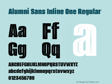 Alumni Sans Inline One Regular Version 1.100; ttfautohint (v1.8.3)图片样张