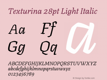 Texturina 28pt Light Italic Version 1.002图片样张
