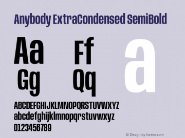 Anybody ExtraCondensed SemiBold Version 1.113;gftools[0.9.25]图片样张