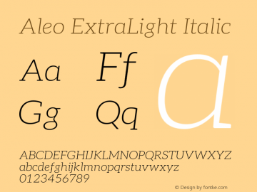 Aleo ExtraLight Italic Version 2.001;gftools[0.9.29]图片样张