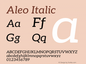 Aleo Italic Version 2.001;gftools[0.9.29]图片样张