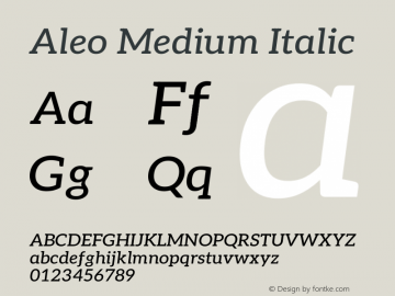 Aleo Medium Italic Version 2.001;gftools[0.9.29]图片样张
