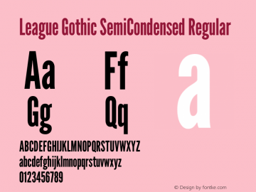 League Gothic SemiCondensed Regular Version 2.001图片样张