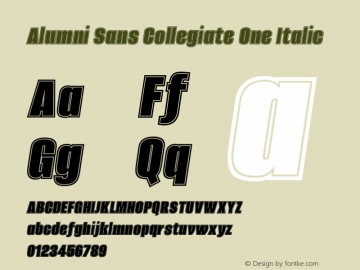 Alumni Sans Collegiate One Italic Version 1.100图片样张