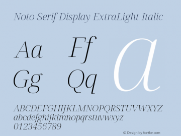 Noto Serif Display ExtraLight Italic Version 2.003图片样张