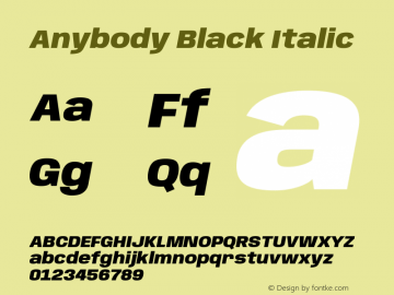Anybody Black Italic Version 1.113;gftools[0.9.25]图片样张