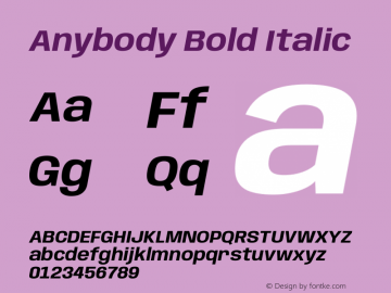 Anybody Bold Italic Version 1.113;gftools[0.9.25]图片样张