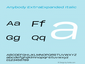 Anybody ExtraExpanded Italic Version 1.113;gftools[0.9.25]图片样张