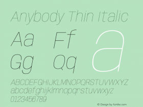 Anybody Thin Italic Version 1.113;gftools[0.9.25]图片样张