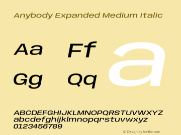 Anybody Expanded Medium Italic Version 1.113;gftools[0.9.25]图片样张