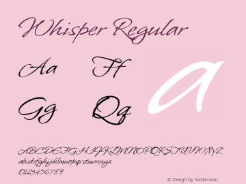 Whisper Regular Version 1.010; ttfautohint (v1.8.4.7-5d5b)图片样张