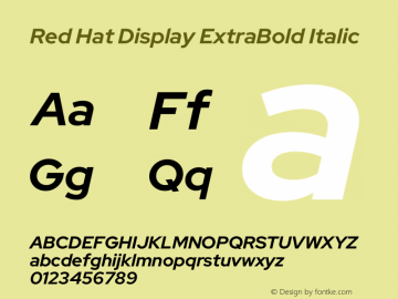 Red Hat Display ExtraBold Italic Version 1.023图片样张