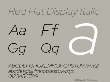 Red Hat Display Light Italic Version 1.023图片样张