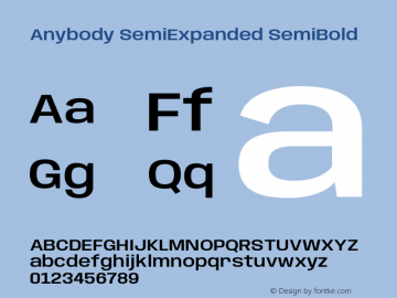 Anybody SemiExpanded SemiBold Version 1.113;gftools[0.9.25]图片样张