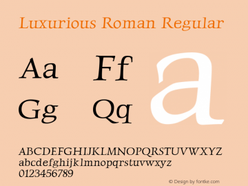 Luxurious Roman Regular Version 1.010; ttfautohint (v1.8.3)图片样张