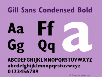 Gill Sans Condensed Bold Version 2.0 - Lotus - April 13, 1995 Font Sample