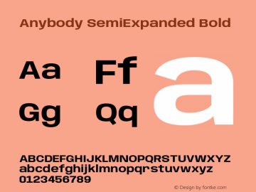 Anybody SemiExpanded Bold Version 1.113;gftools[0.9.25]图片样张