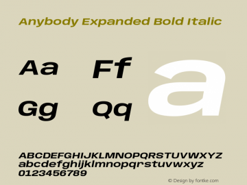 Anybody Expanded Bold Italic Version 1.113;gftools[0.9.25]图片样张