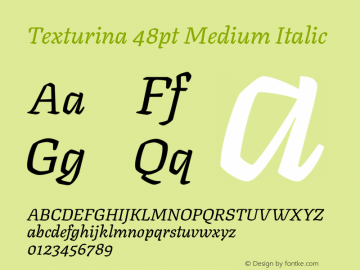 Texturina 48pt Medium Italic Version 1.002图片样张
