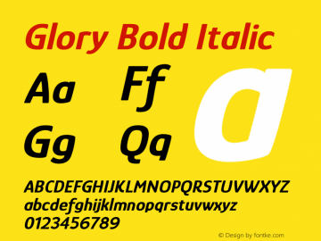 Glory Bold Italic Version 1.011图片样张