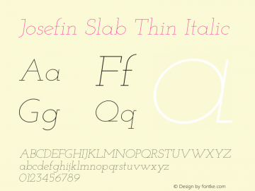 Josefin Slab Thin Italic Version 2.000图片样张