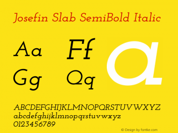 Josefin Slab SemiBold Italic Version 2.000图片样张