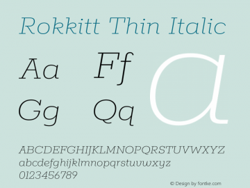 Rokkitt Thin Italic Version 3.103图片样张