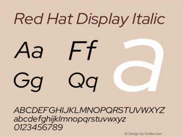 Red Hat Display Italic Version 1.023图片样张
