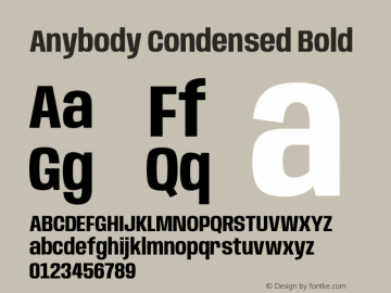 Anybody Condensed Bold Version 1.113;gftools[0.9.25]图片样张