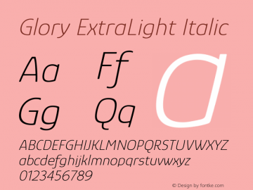 Glory ExtraLight Italic Version 1.011图片样张