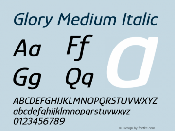 Glory Medium Italic Version 1.011图片样张