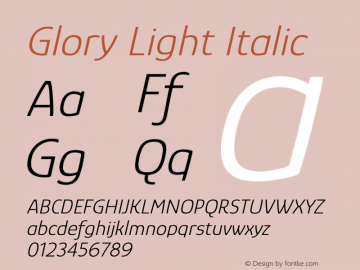 Glory Light Italic Version 1.011图片样张