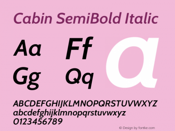 Cabin SemiBold Italic Version 3.001图片样张