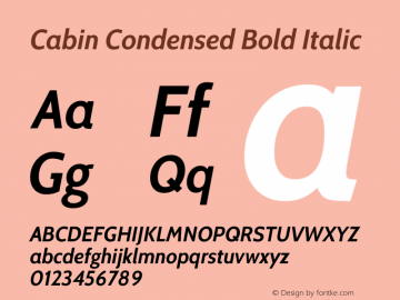 Cabin Condensed Bold Italic Version 3.001图片样张